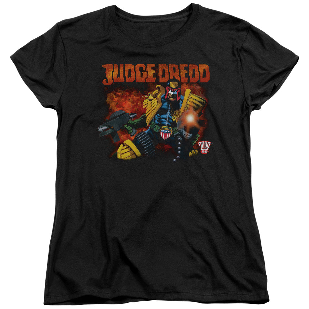 Judge Dredd - Through Fire - Short Sleeve Womens Tee - Black T-shirt