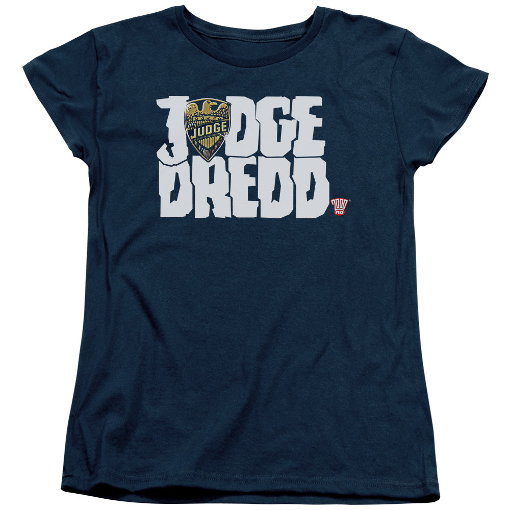 Judge Dredd - Logo - Short Sleeve Womens Tee - Navy T-shirt