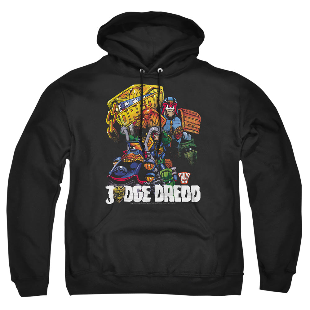 Judge Dredd - Bike And Badge - Adult Pull-over Hoodie - Black