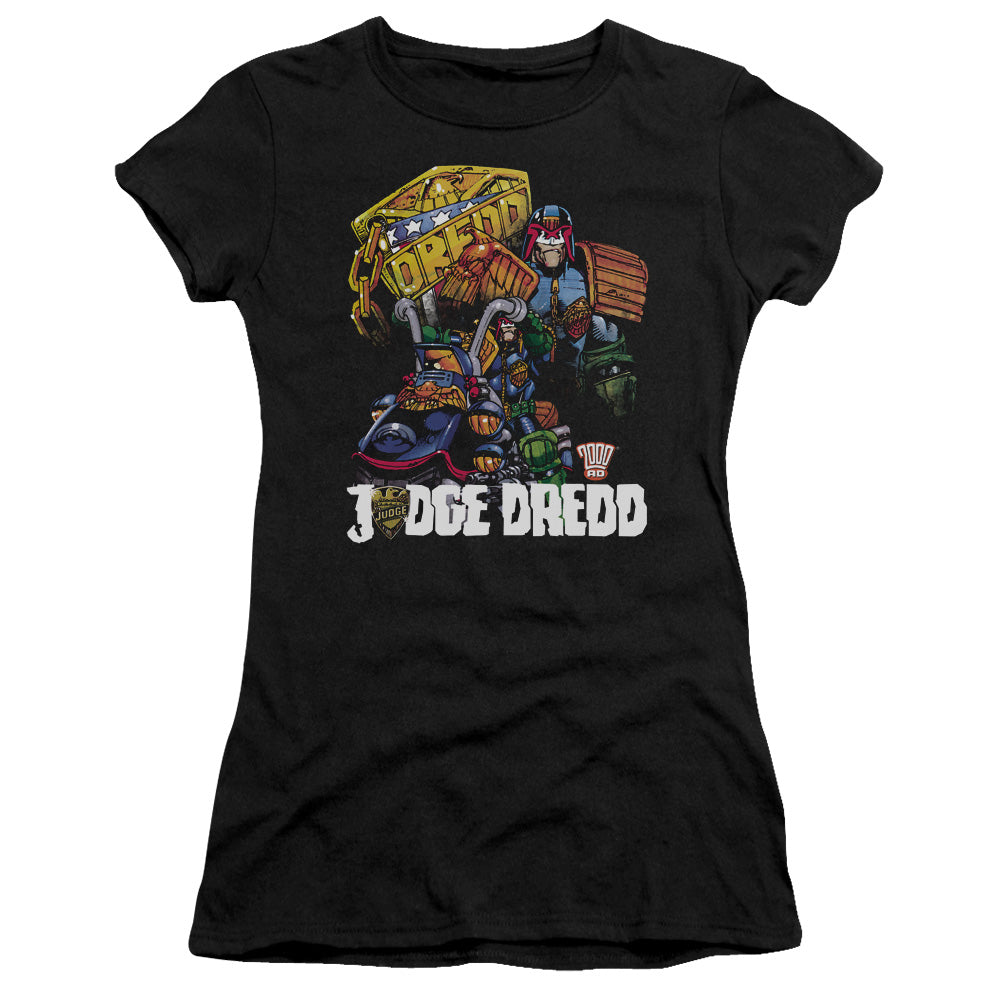Judge Dredd - Bike And Badge - Short Sleeve Junior Sheer - Black T-shirt