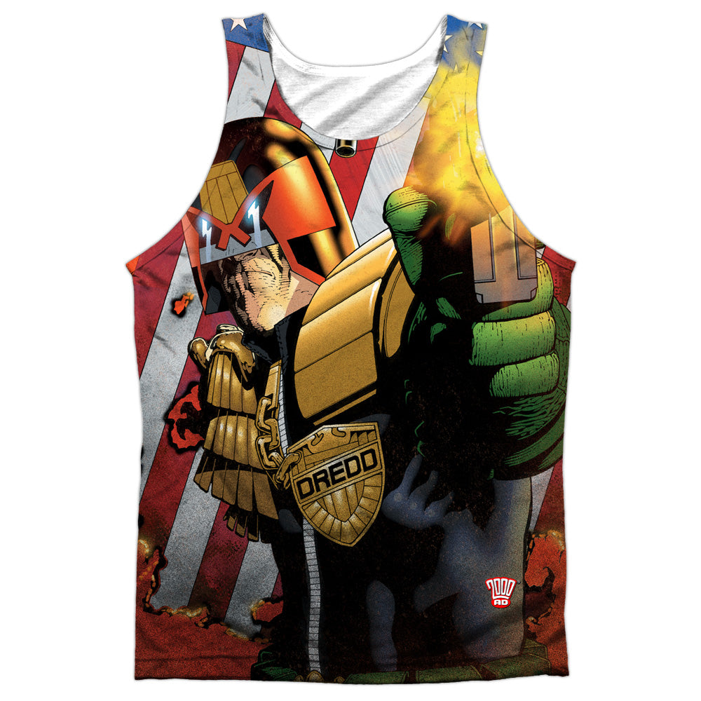 Judge Dredd - Democracy - Adult 100% Poly Tank Top - White