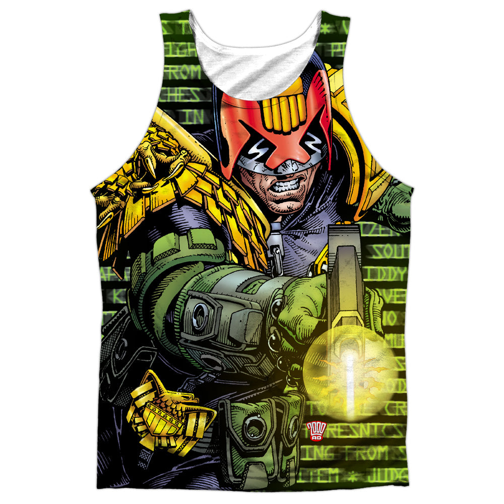 Judge Dredd - Matrix - Adult 100% Poly Tank Top - White