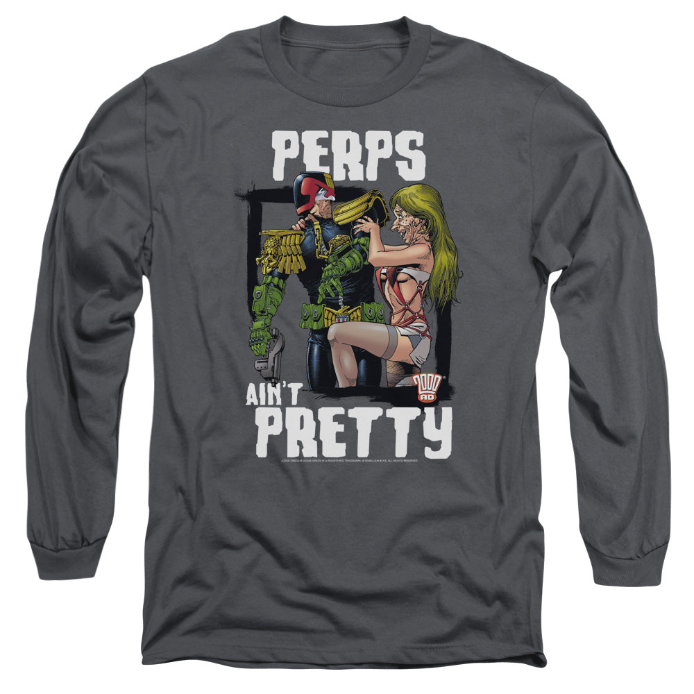Judge Dredd - Aint Pretty - Long Sleeve Adult 18/1 - Charcoal T-shirt