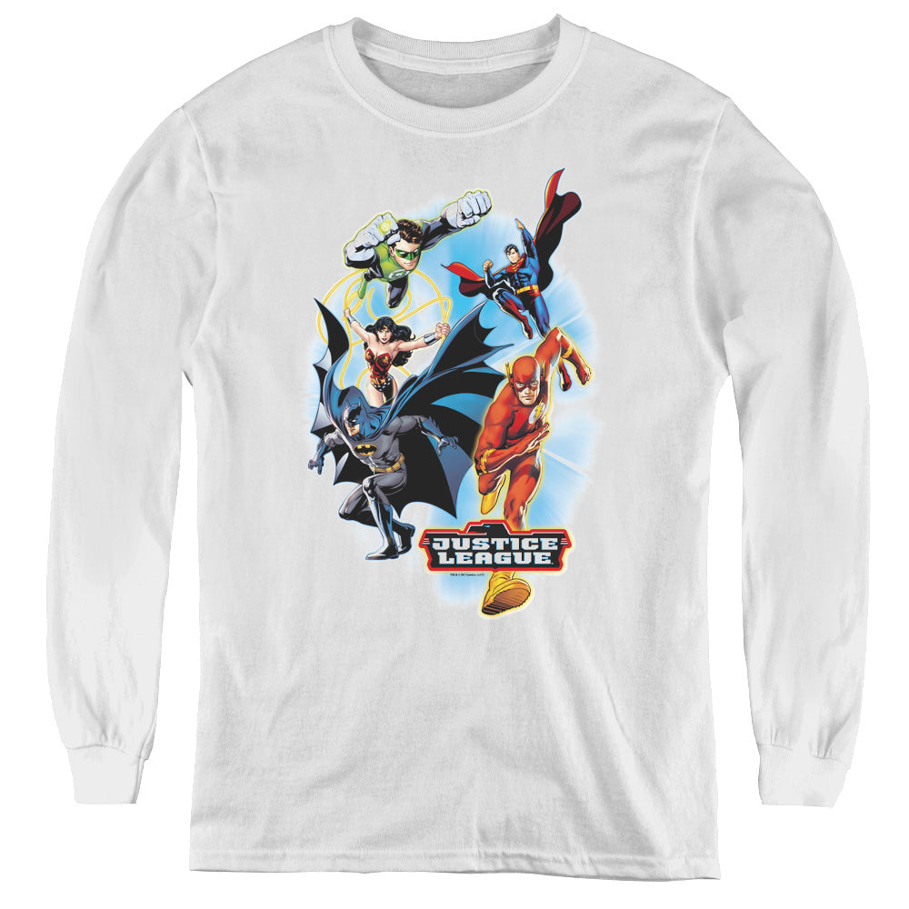 Jla - At Your Service - Youth Long Sleeve Tee - White