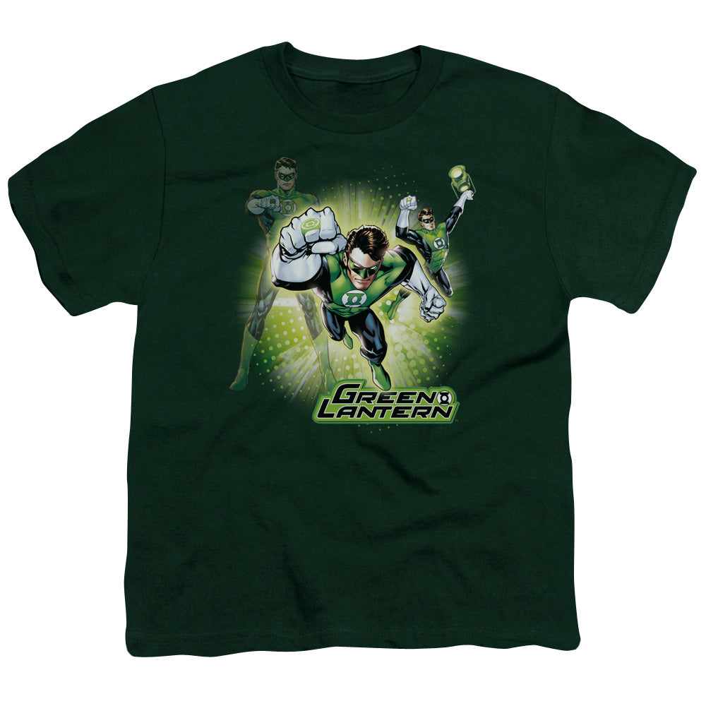 Jla - Lantern Burst - Short Sleeve Youth 18/1 - Hunter Green T-shirt