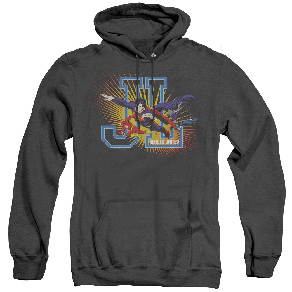 Jla - Heroes United - Adult Heather Hoodie - Black