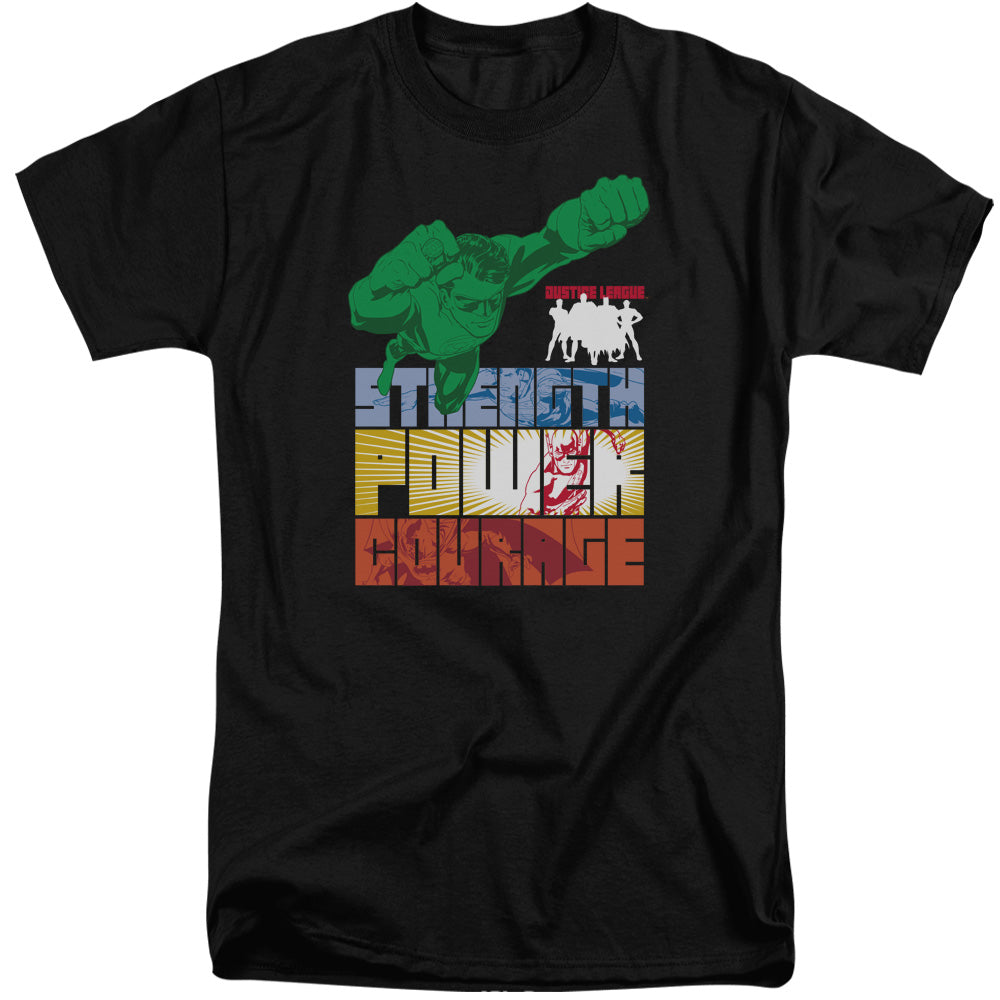 Jla - Heroic Qualities - Short Sleeve Adult Tall - Black T-shirt