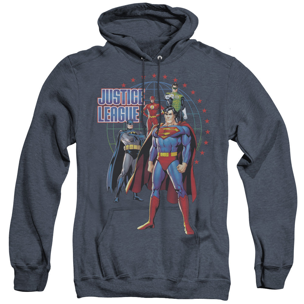 Jla - Protectors - Adult Heather Hoodie - Navy