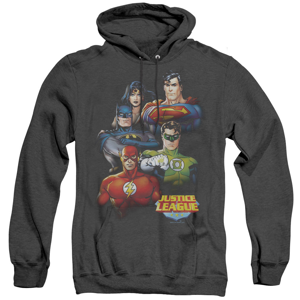 Jla - Group Portrait - Adult Heather Hoodie - Black