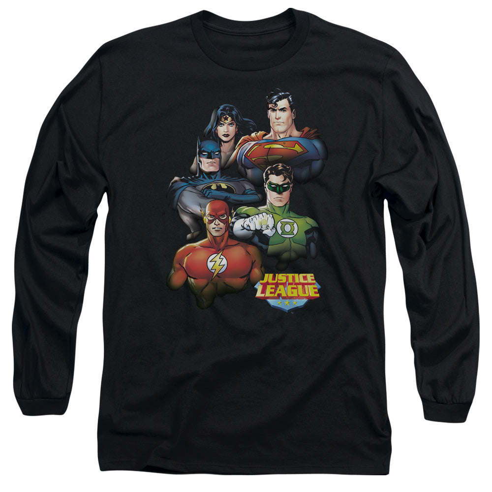 Jla - Group Portrait - Long Sleeve Adult 18/1 - Black T-shirt