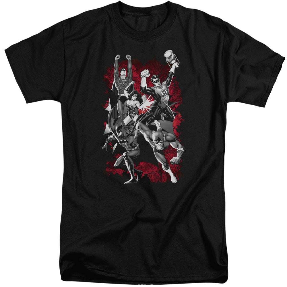 Jla - Jla Explosion - Short Sleeve Adult Tall - Black T-shirt