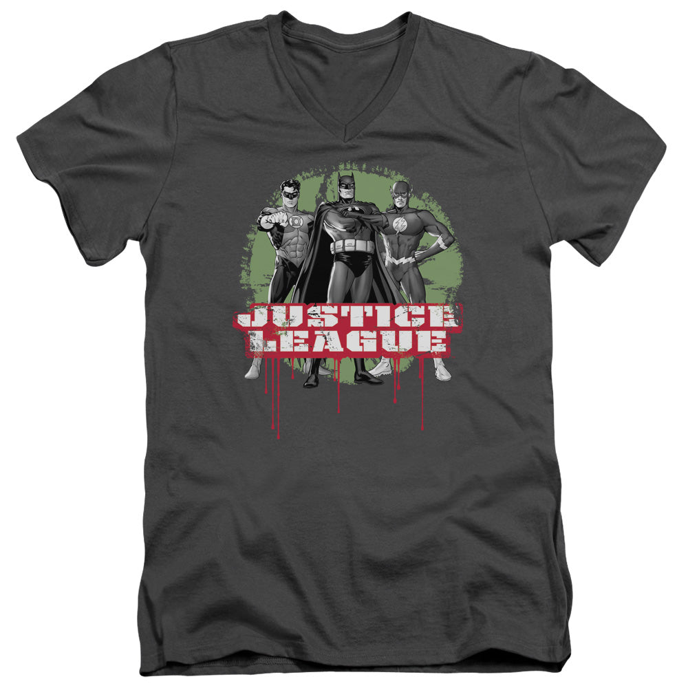 Jla - Jla Trio - Short Sleeve Adult V-neck - Charcoal T-shirt