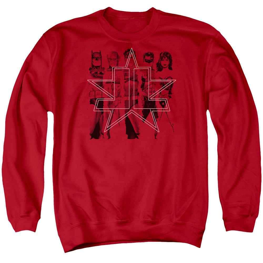Jla - Five Stars - Adult Crewneck Sweatshirt - Red