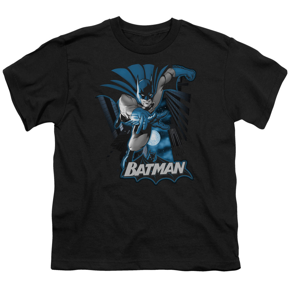 Jla - Batman Blue & Gray - Short Sleeve Youth 18/1 - Black T-shirt