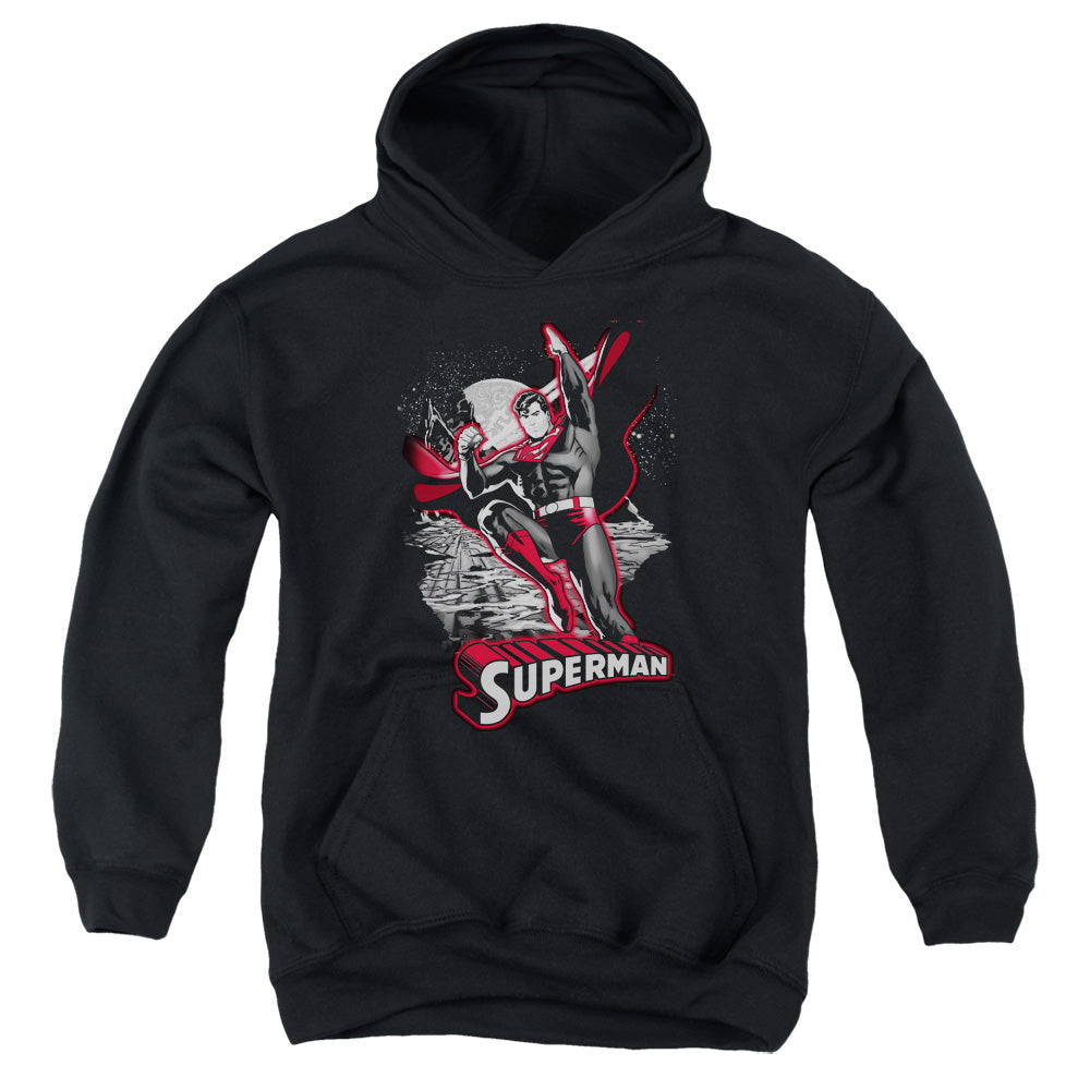 Jla Superman Red & Gray-youth Pull-over Hoodie - Black