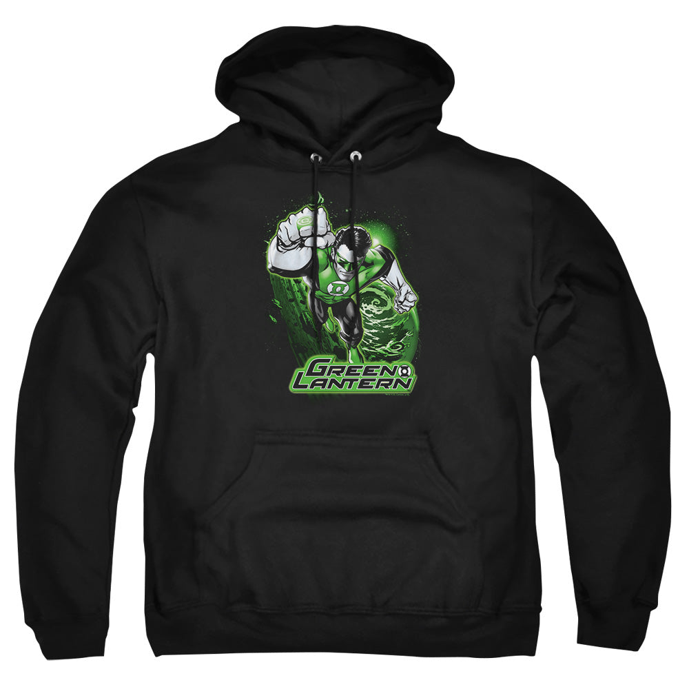 Jla - Green Lantern Green & Gray - Adult Pull-over Hoodie - Black