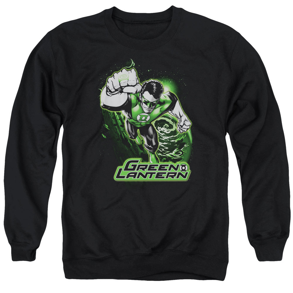 Jla - Green Lantern Green & Gray - Adult Crewneck Sweatshirt - Black