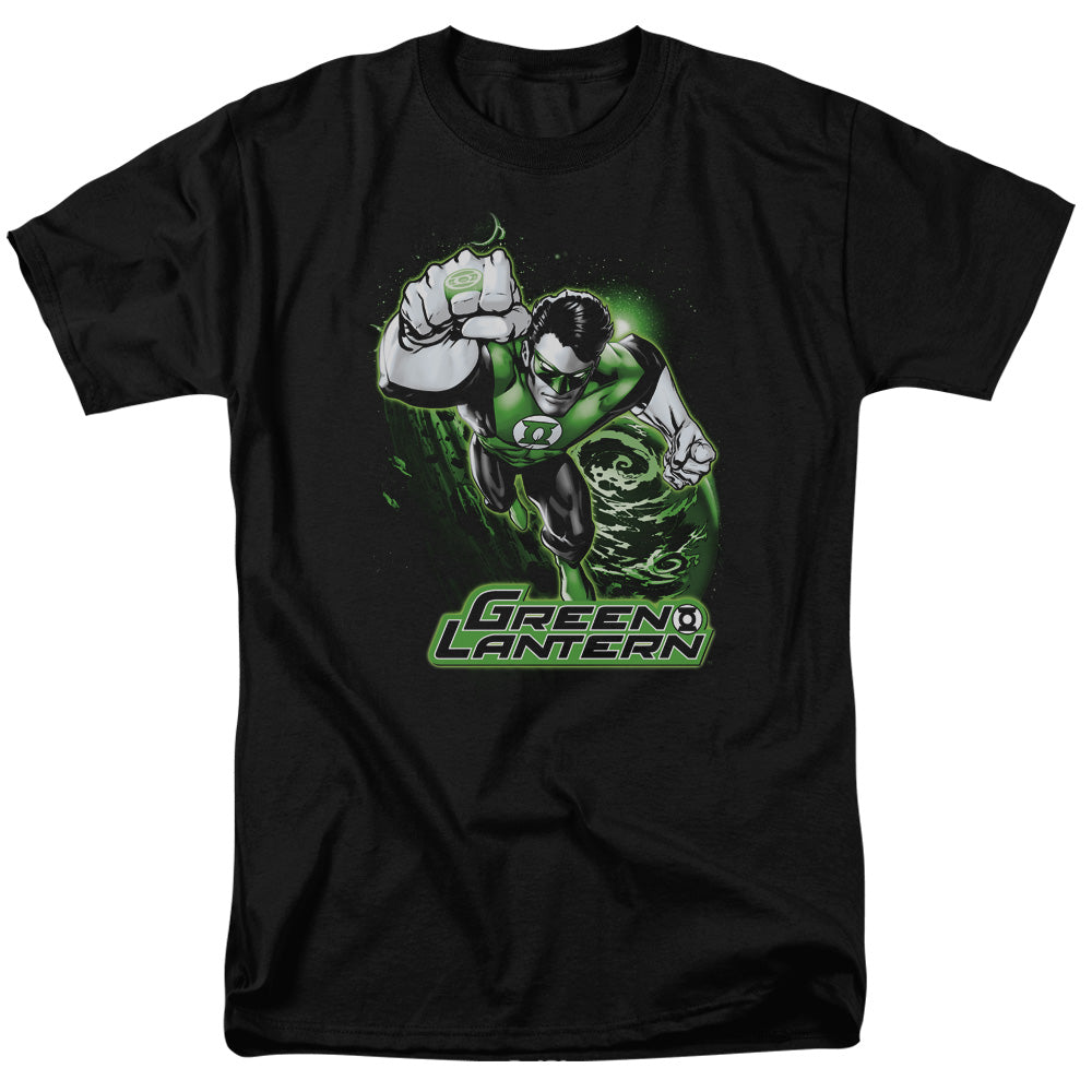 Jla - Green Lantern Green & Gray - Short Sleeve Adult 18/1 - Black T-shirt