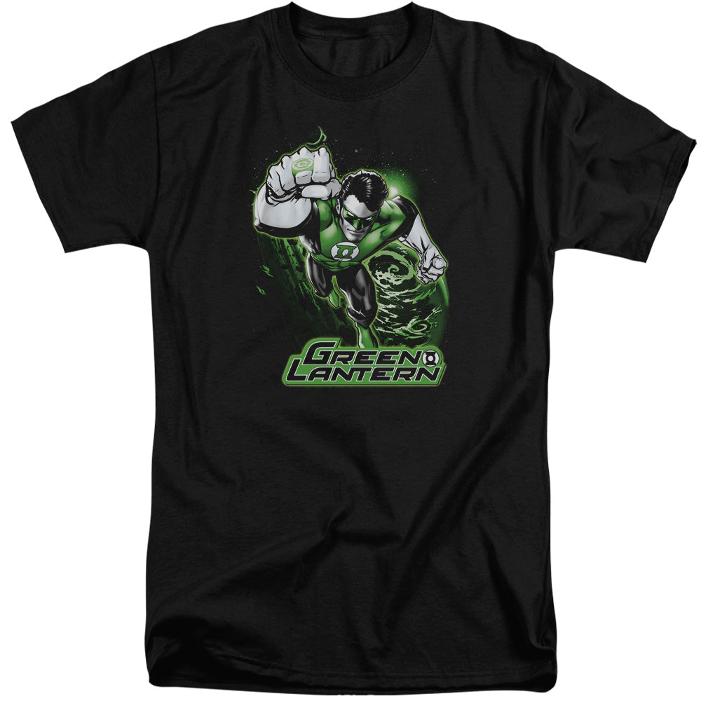 Jla - Green Lantern Green & Gray - Short Sleeve Adult Tall - Black T-shirt