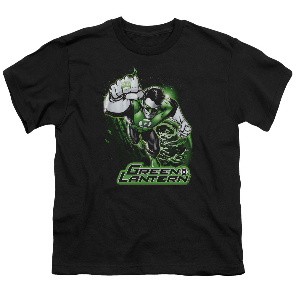Jla - Green Lantern Green & Gray - Short Sleeve Youth 18/1 - Black T-shirt