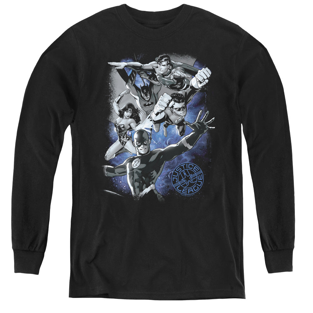 Jla - Galactic Attack Nebula - Youth Long Sleeve Tee - Black