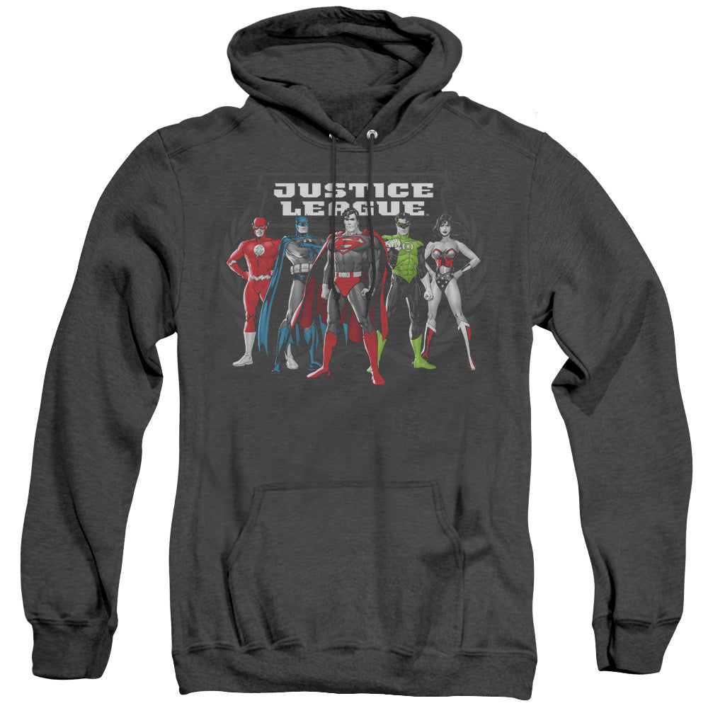 Jla - The Big Five - Adult Heather Hoodie - Black