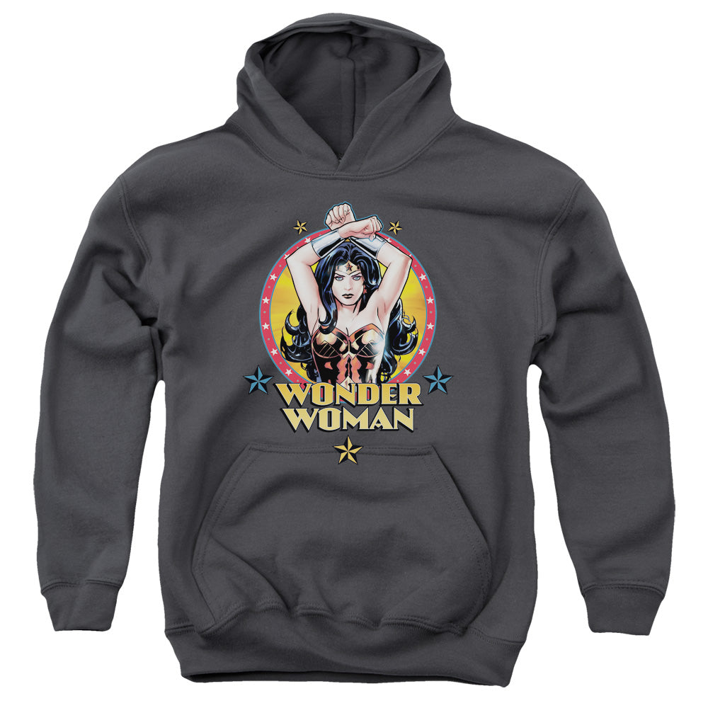 Jla - Powerful Woman - Youth Pull-over Hoodie - Charcoal