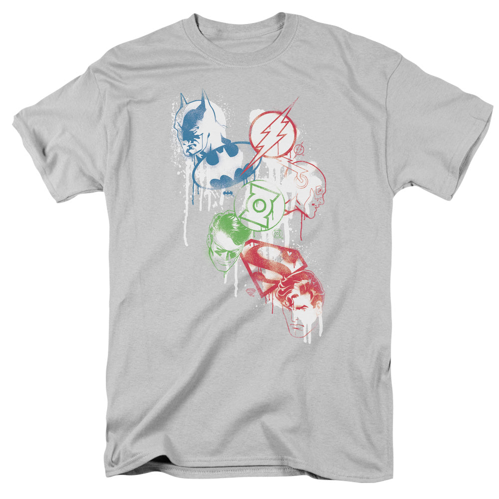 Jla - Splatter Icons - Short Sleeve Adult 18/1 - Silver T-shirt