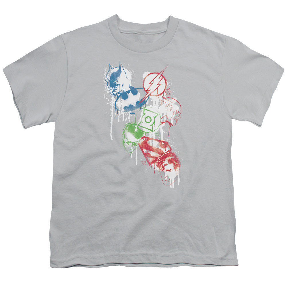 Jla - Splatter Icons - Short Sleeve Youth 18/1 - Silver T-shirt
