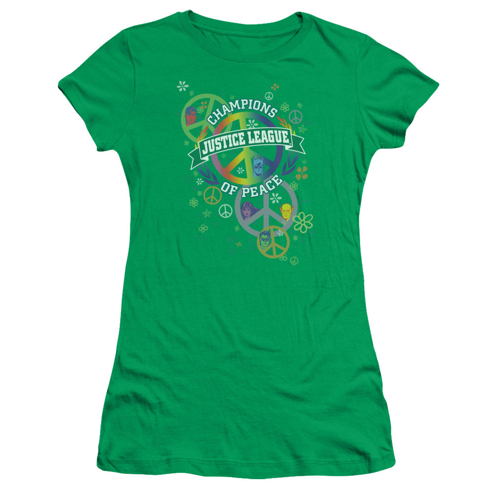 Jla - Peace League - Short Sleeve Junior Sheer - Kelly Green T-shirt