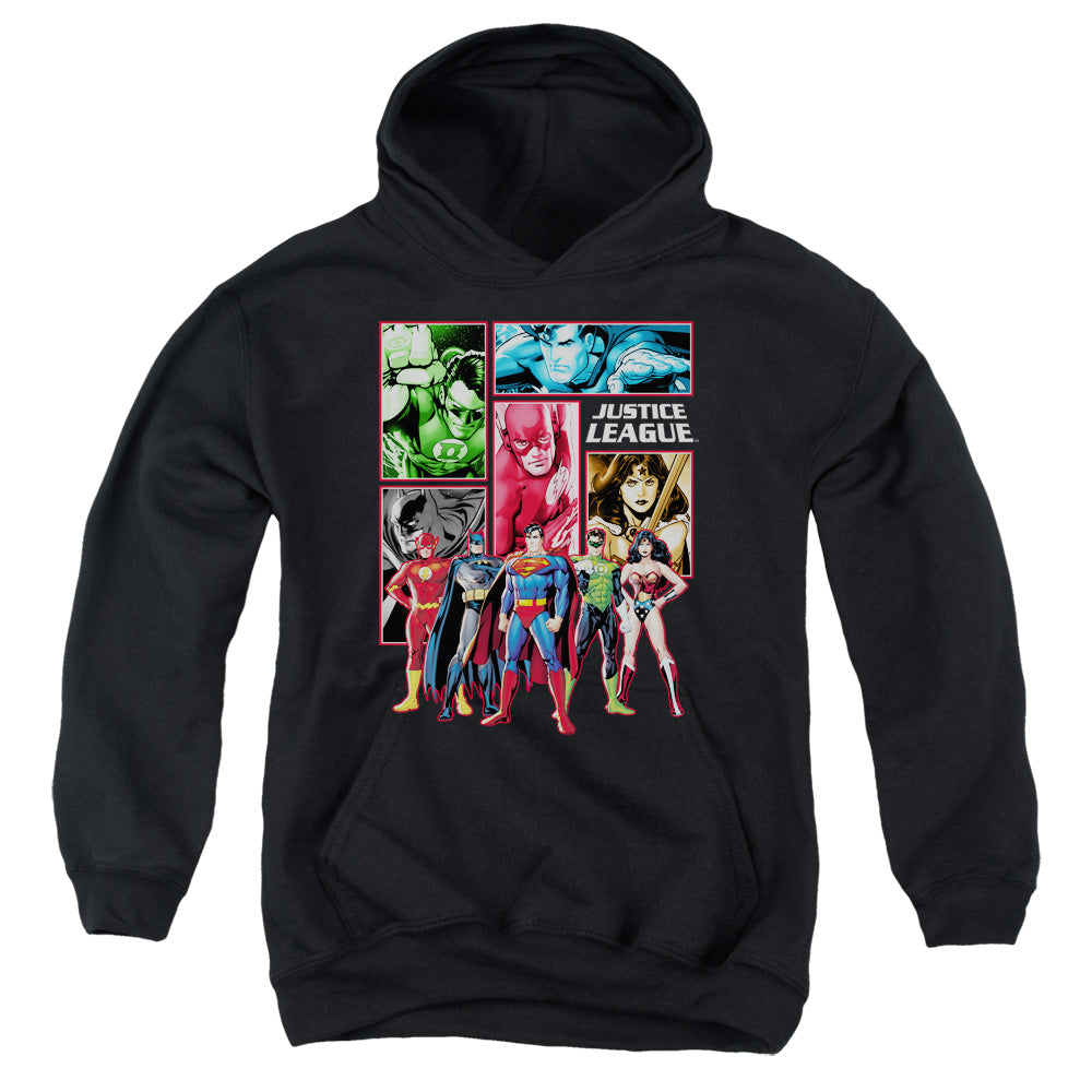 Jla - Justice League Panels - Youth Pull-over Hoodie - Black