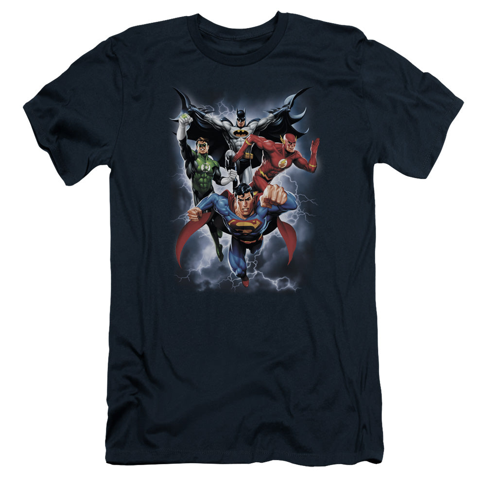 Jla - The Coming Storm - Short Sleeve Adult 30/1 - Navy T-shirt