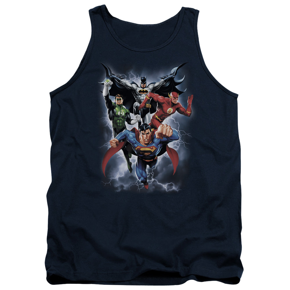 Jla - The Coming Storm - Adult Tank - Navy