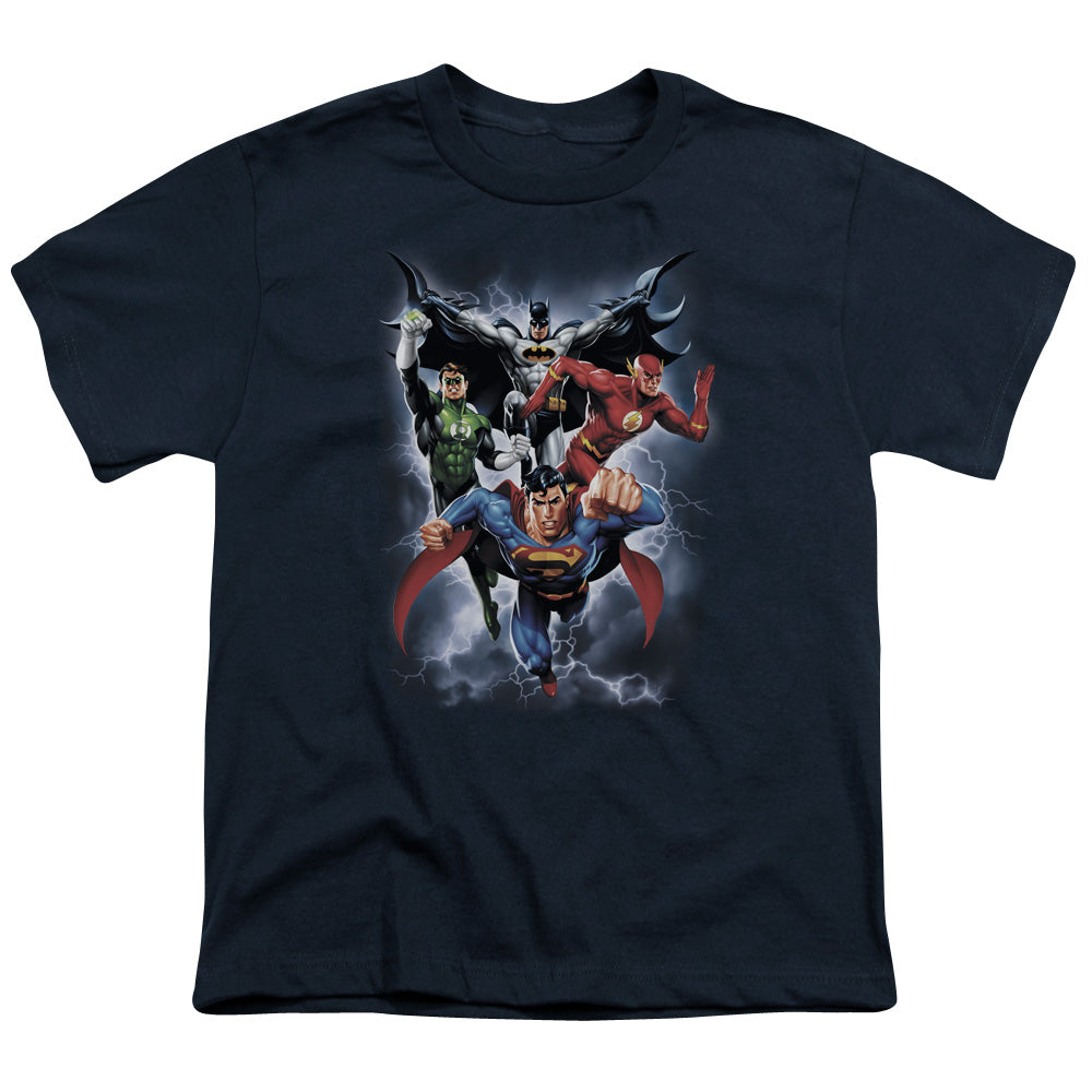 Jla - The Coming Storm - Short Sleeve Youth 18/1 - Navy T-shirt