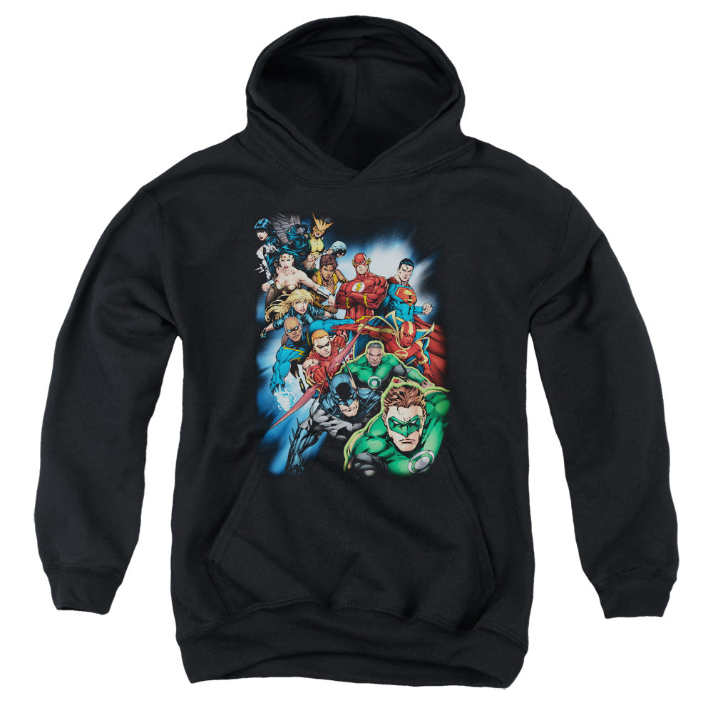 Jla - Heroes Unite - Youth Pull-over Hoodie - Black