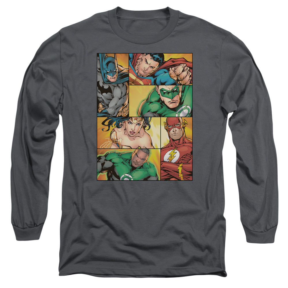 Jla - Hero Boxes - Long Sleeve Adult 18/1 - Charcoal T-shirt