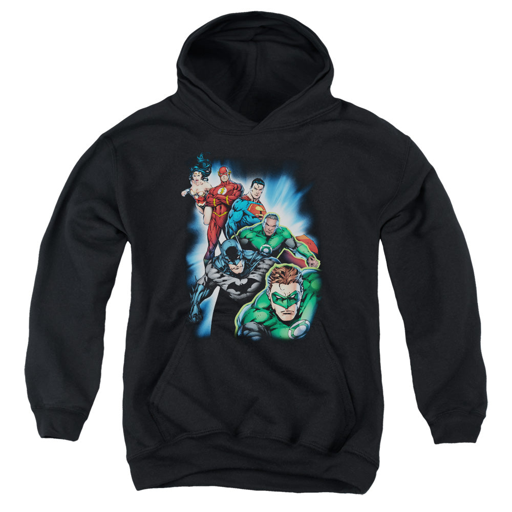 Jla - Heroes Unite - Youth Pull-over Hoodie - Black