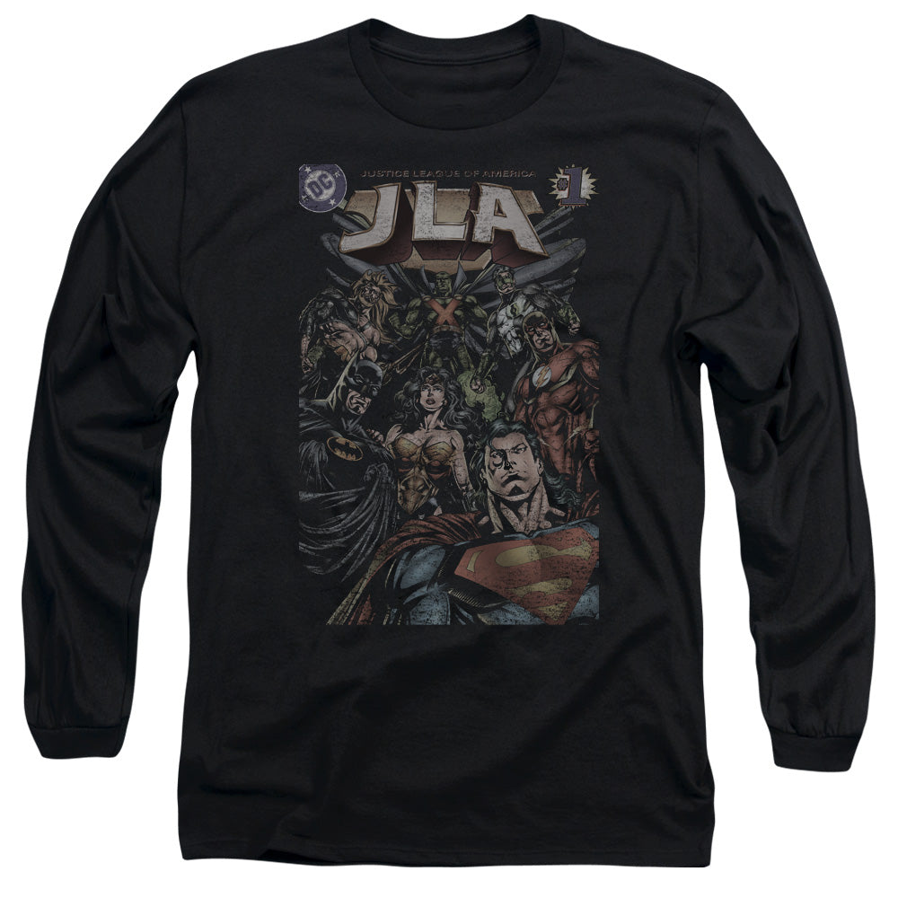 Jla - #1 Cover - Long Sleeve Adult 18/1 - Black T-shirt