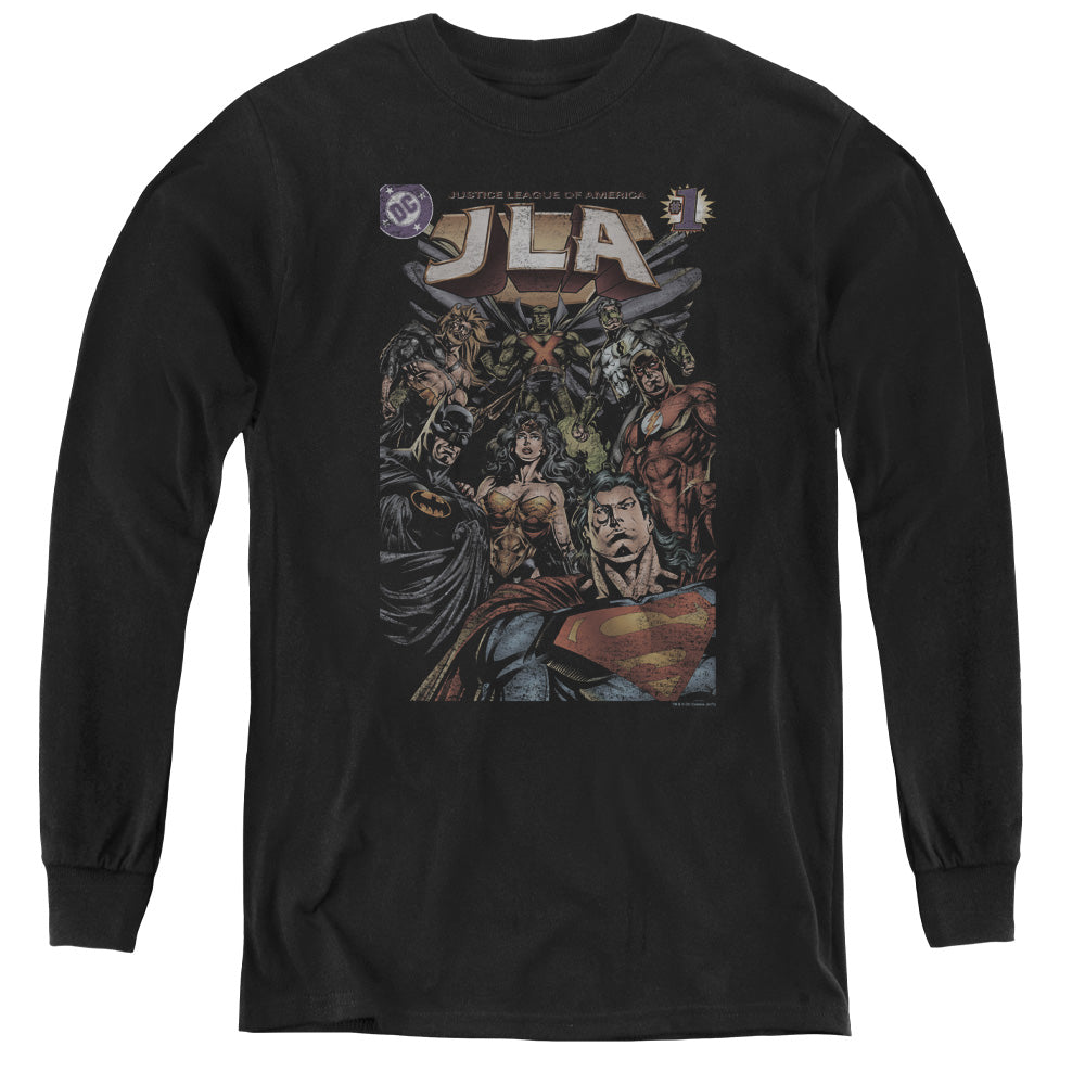 Jla - #1 Cover - Youth Long Sleeve Tee - Black