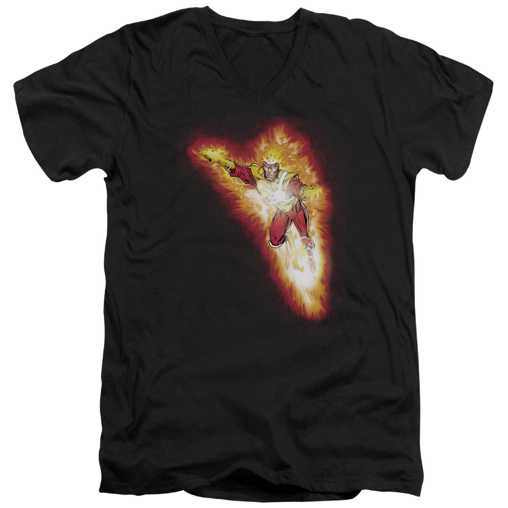 Jla - Firestorm Blaze - Short Sleeve Adult V-neck - Black T-shirt