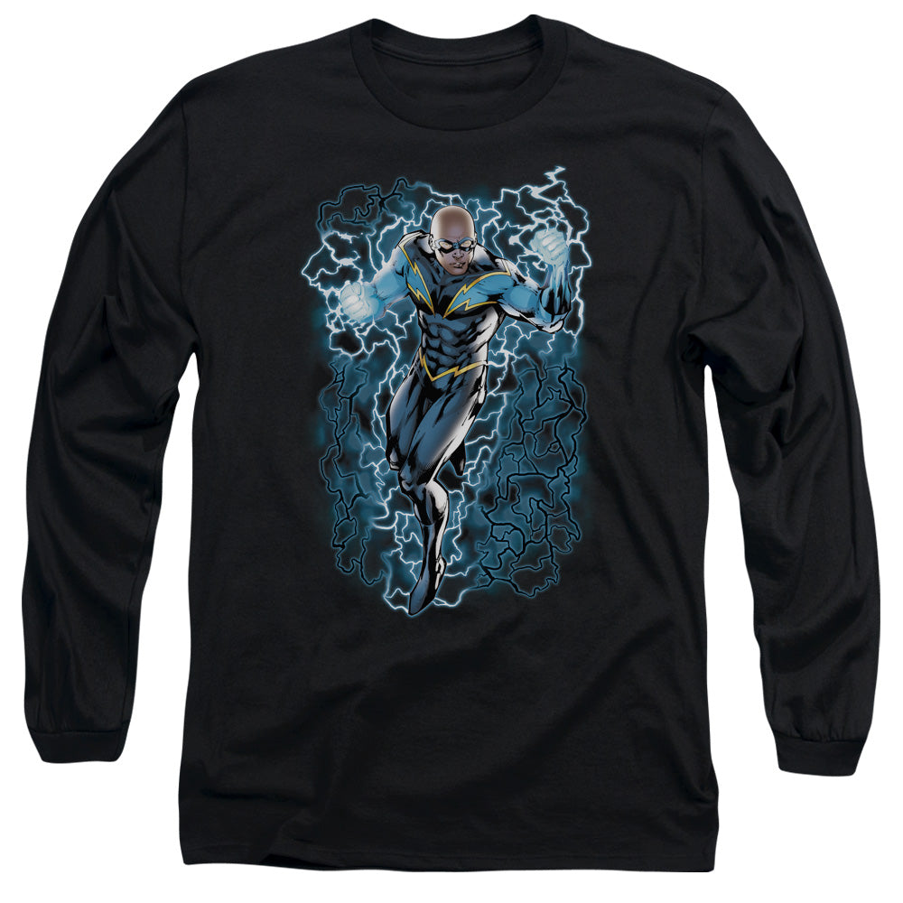 Jla - Black Lightning Bolts - Long Sleeve Adult 18/1 - Black T-shirt