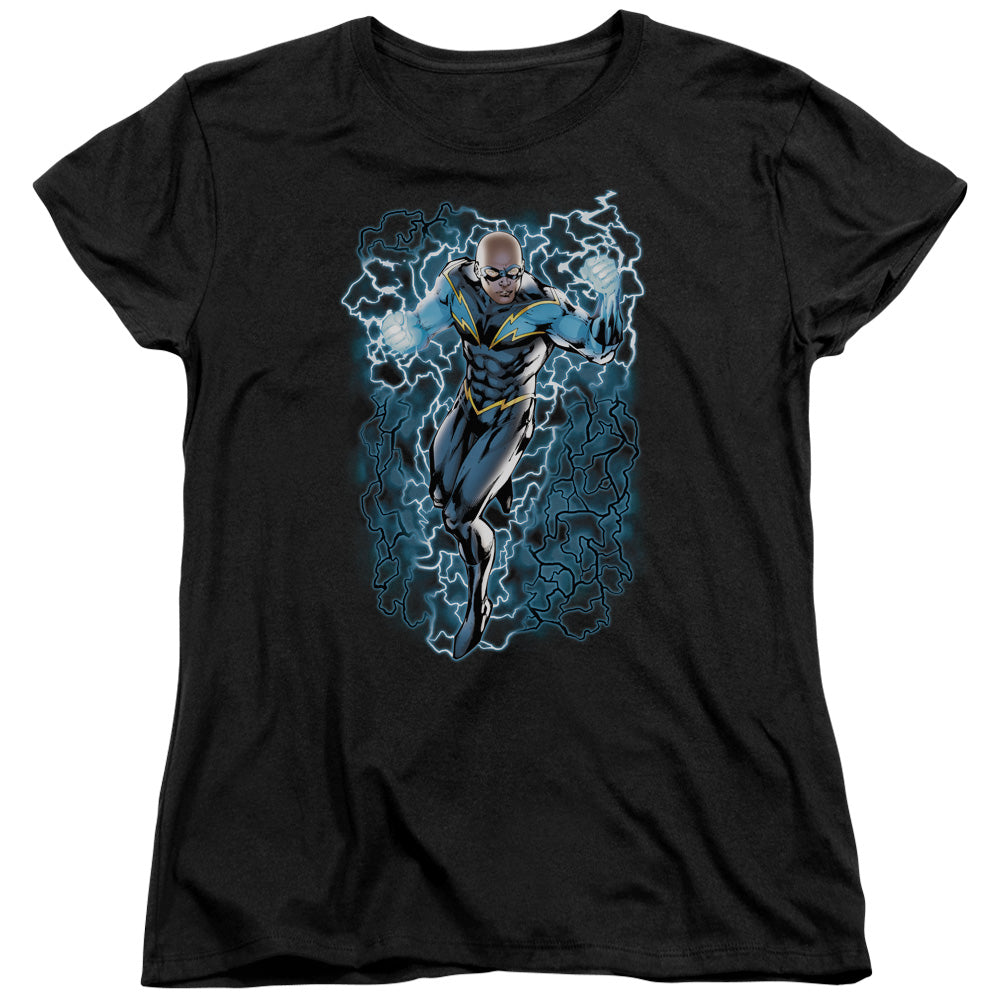 Jla - Black Lightning Bolts - Short Sleeve Womens Tee - Black T-shirt