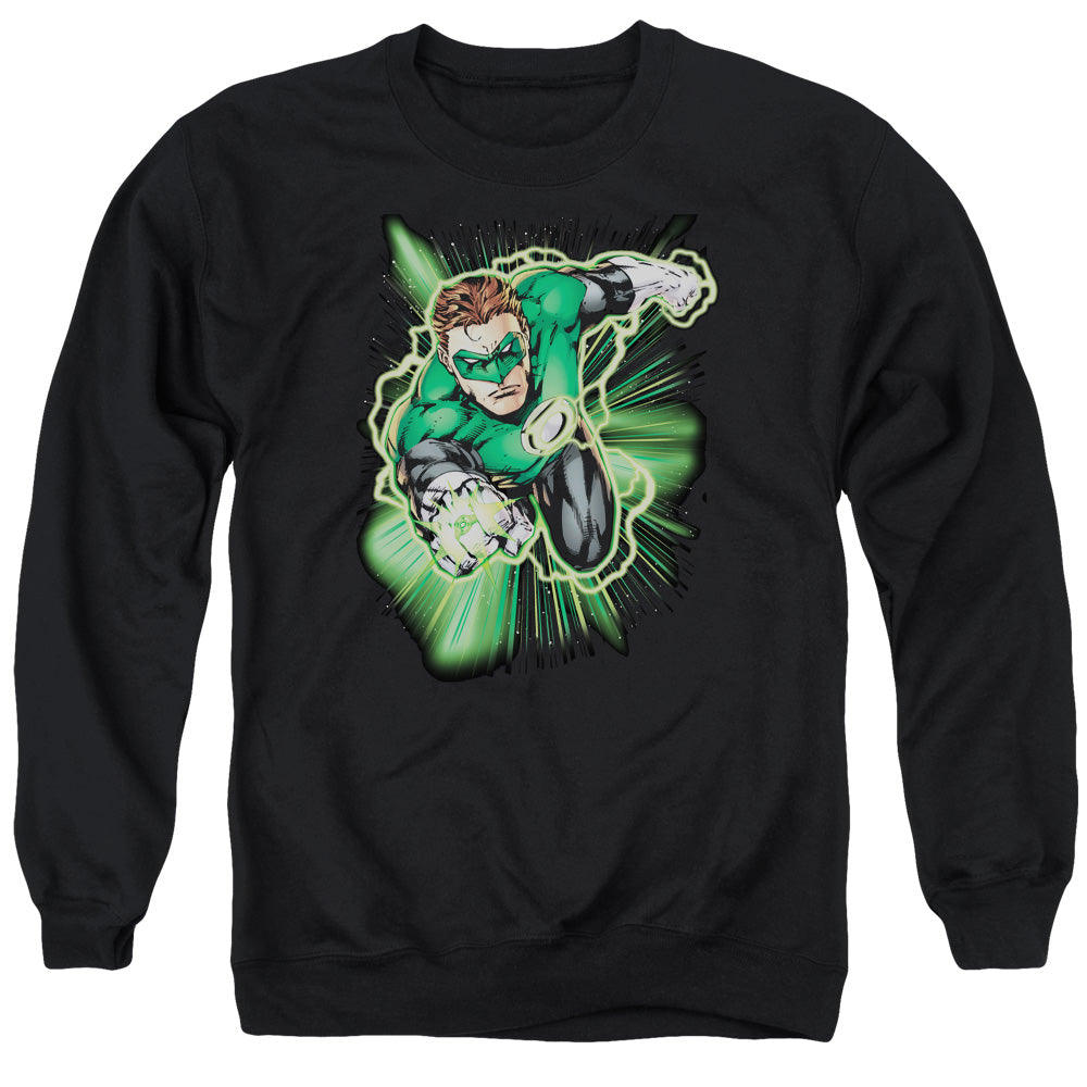 Jla - Green Lantern Energy - Adult Crewneck Sweatshirt - Black