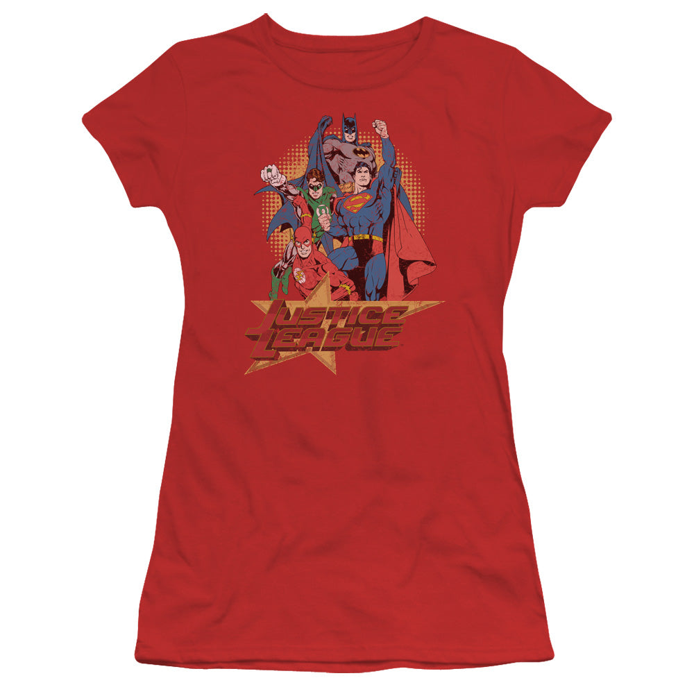 Jla - Raise Your Fist - Short Sleeve Junior Sheer - Red T-shirt