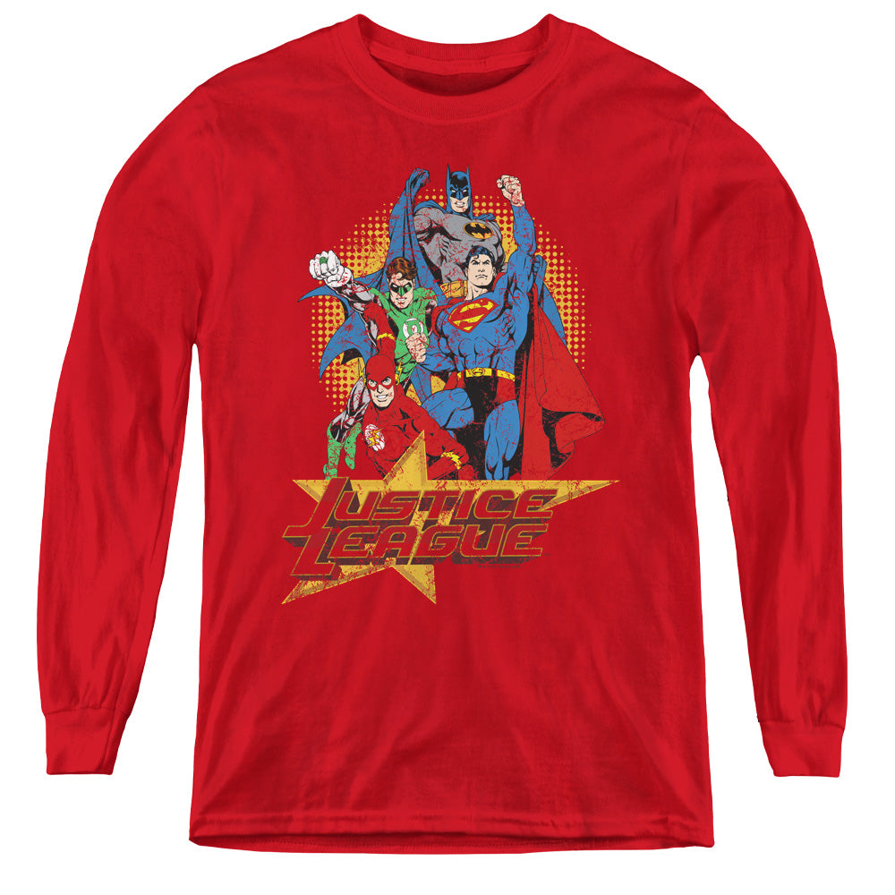 Jla - Raise Your Fist - Youth Long Sleeve Tee - Red