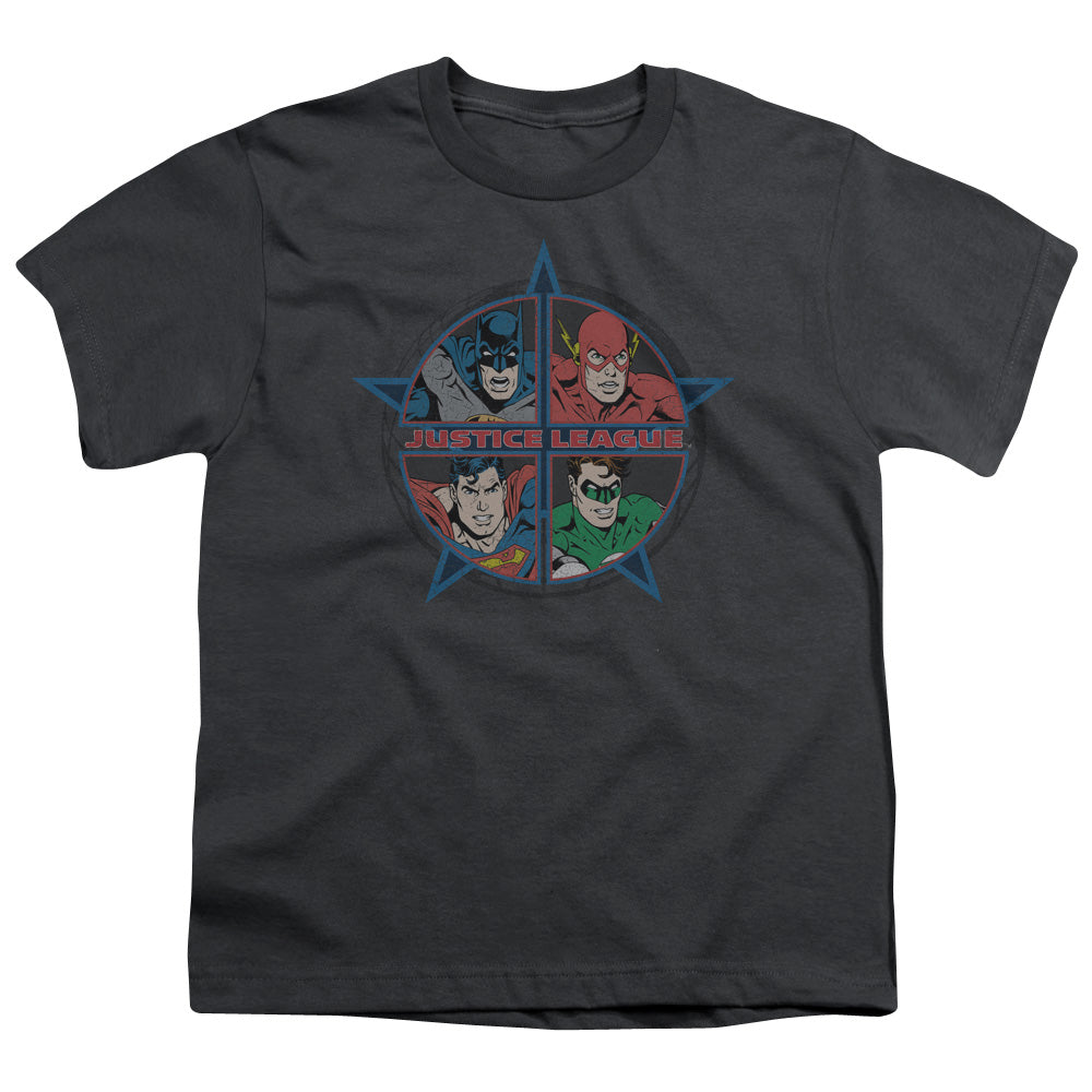 Jla - Four Heroes - Short Sleeve Youth 18/1 - Charcoal T-shirt