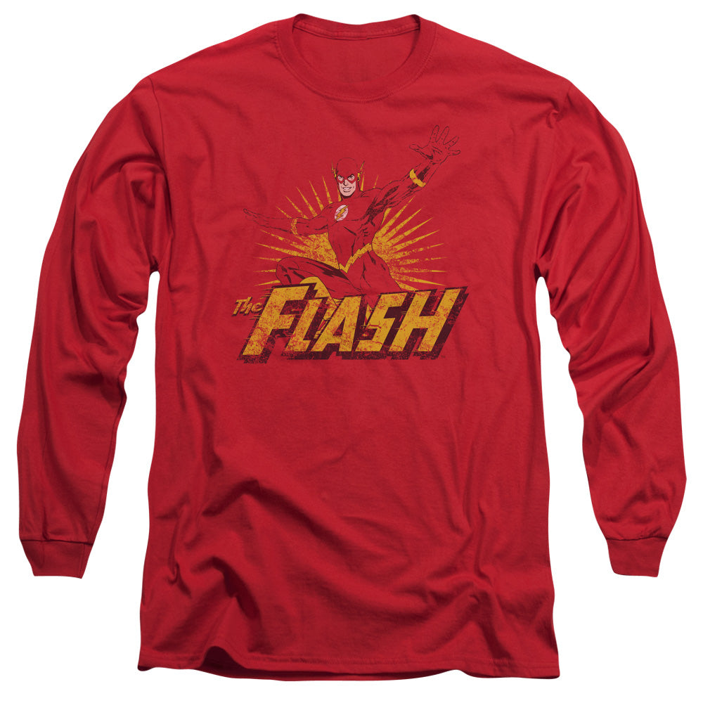 Jla - Flash Rough Distress - Long Sleeve Adult 18/1 - Red T-shirt