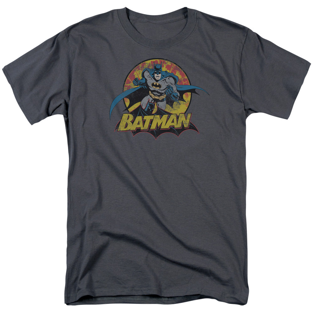 Jla - Batman Rough Distress - Short Sleeve Adult 18/1 - Charcoal T-shirt