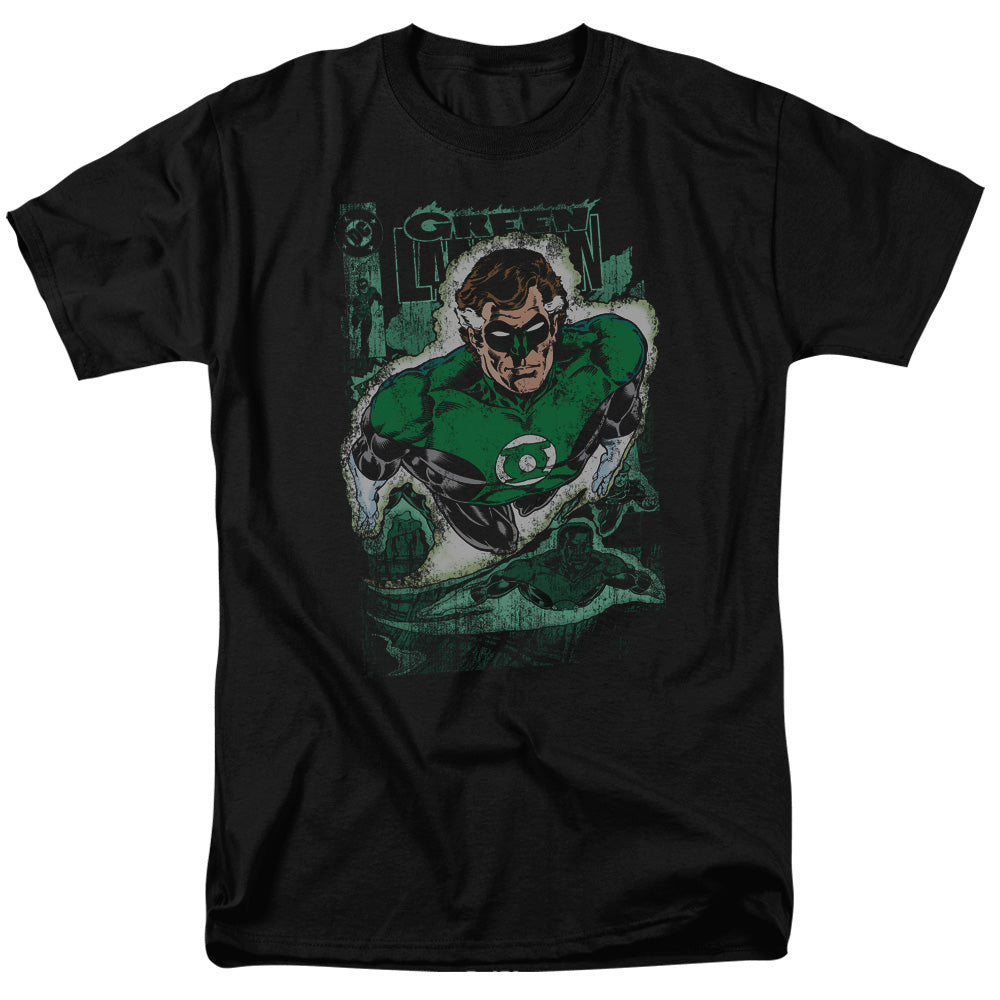 Jla - Green Lantern #1 Distress - Short Sleeve Adult 18/1 - Black T-shirt