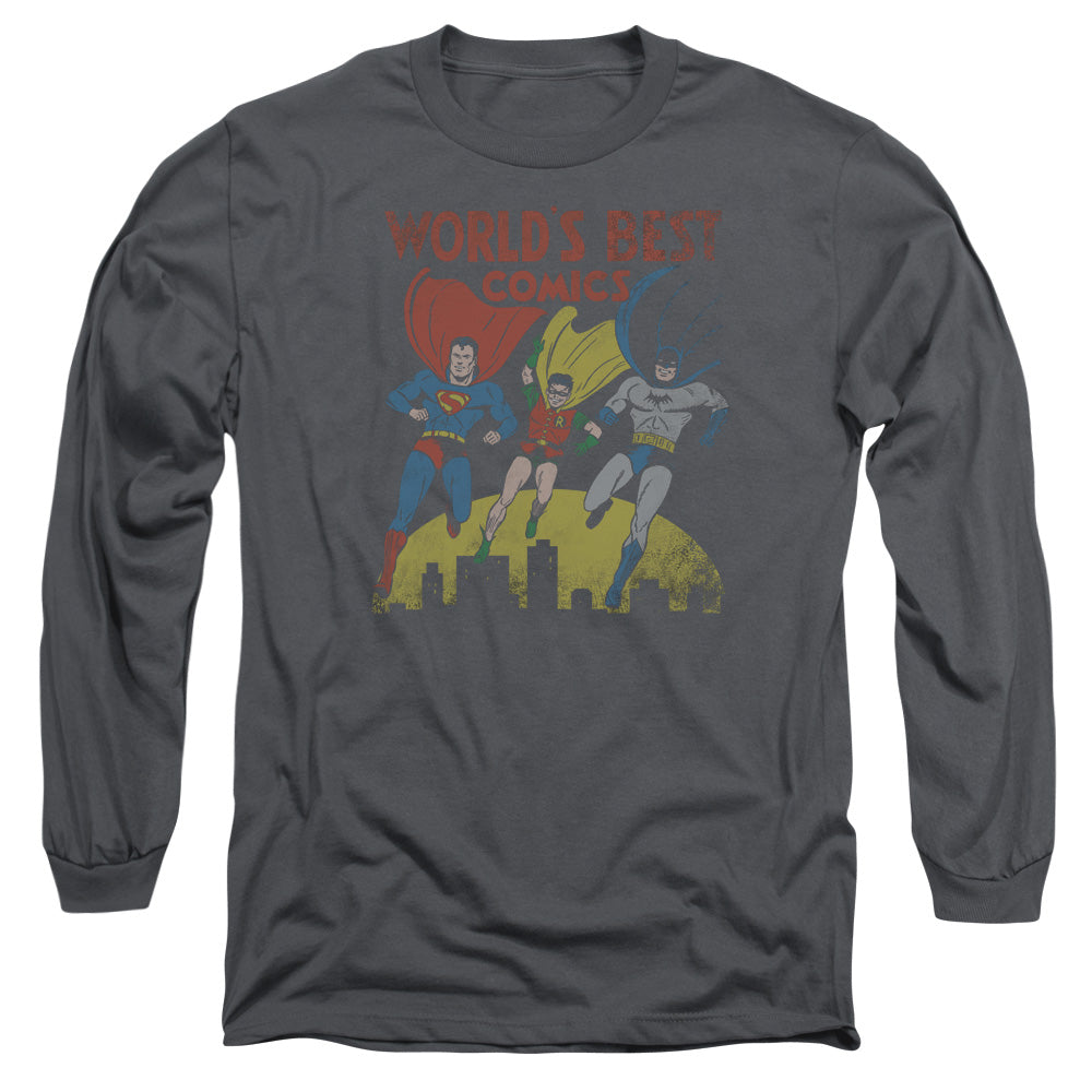 Jla - Worlds Best - Long Sleeve Adult 18/1 - Charcoal T-shirt
